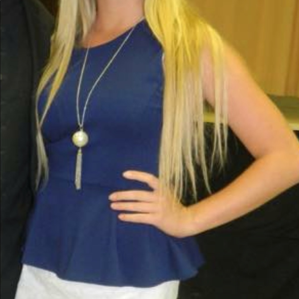 Navy peplum top